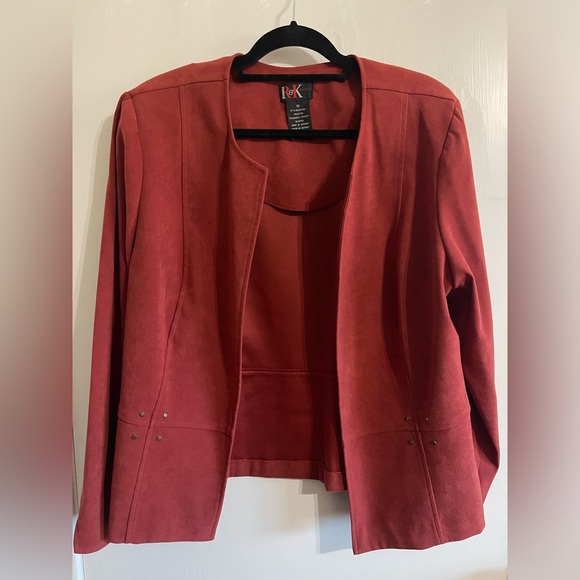 R&K Women’s Size 18 Rust Colored Suede Feel Dress Jacket With Shoulder Pads - Picture 2 of 8